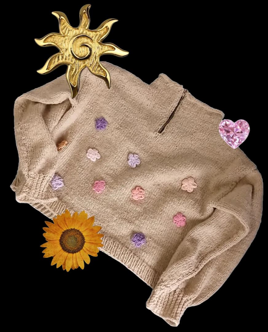 Flower knit sweater
